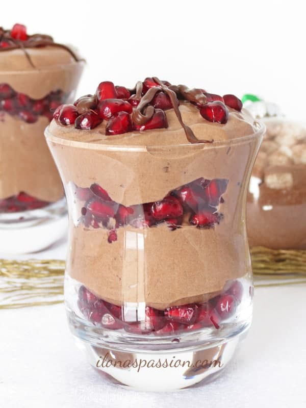 Easy Pomegranate Chocolate Pudding Dessert by ilonaspassion