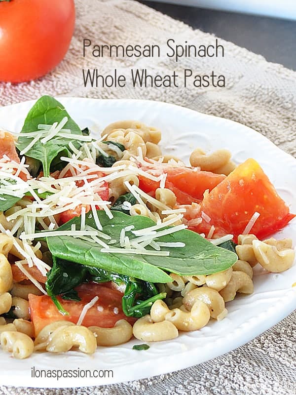 The Best Parmesan Spinach Whole Wheat Pasta by ilonaspassion.com