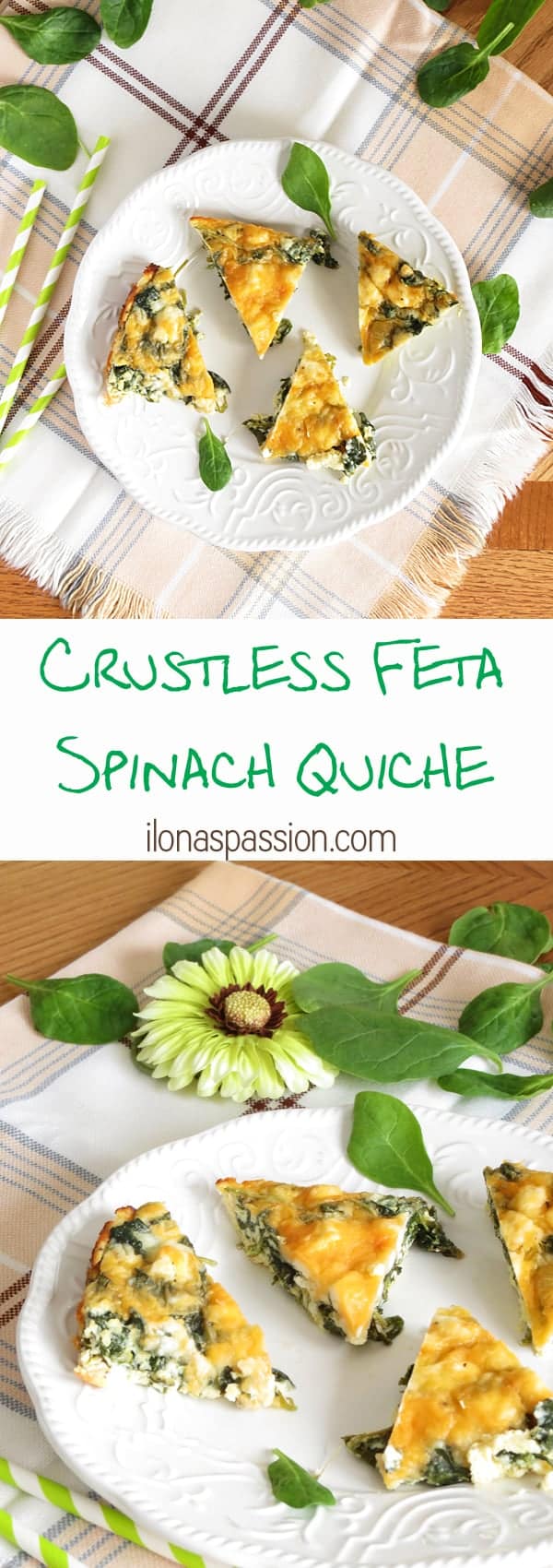 Healthy Spinach Feta Quiche by ilonaspassion.com