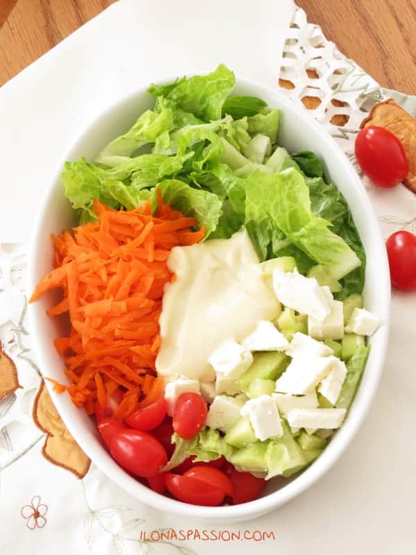 Healthy Feta Carrot Salad with Homemade Honey Mustard Dressing by ilonaspassion.com