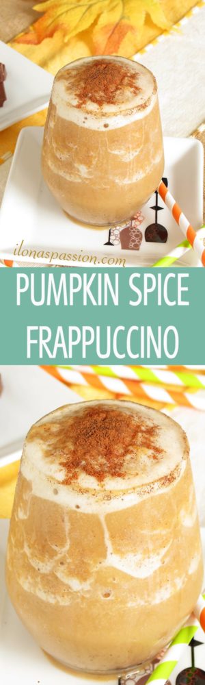 Pumpkin Spice Frappuccino - easy to make autumn pumpkin frappuccino recipe with cinnamon. Healthy, vegan, skinny and delicious! by ilonaspassion.com I @ilonaspassion