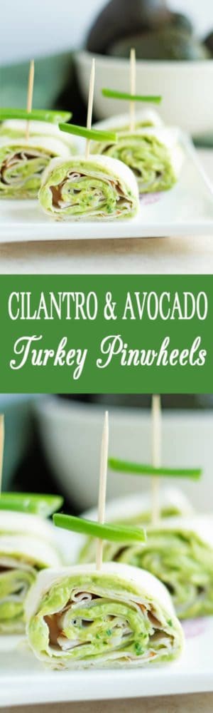 Cilantro & Avocado Turkey Pinwheels - Perfect party food idea: turkey pinwheels with delicious avocado, fresh chive and cilantro sauce. Easy to make and your guests will love it! by ilonaspassion.com I @ilonaspassion
