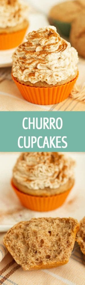 Churro Cupcakes recipe made with lots of cinnamon and mascarpone and whipped cream frosting. Great for fiesta , birthday, or any other party! by ilonaspassion.com I @ilonaspassion