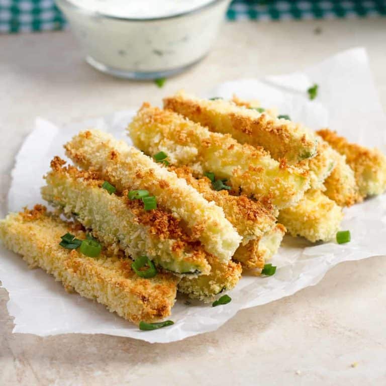 Baked Zucchini Fries with Garlic Dipping Sauce