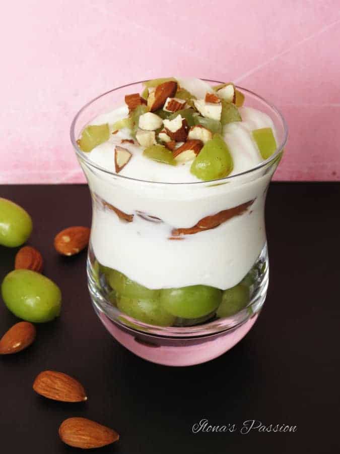 Greek Yogurt with Frozen Grapes and Almonds by ilonaspassion.com