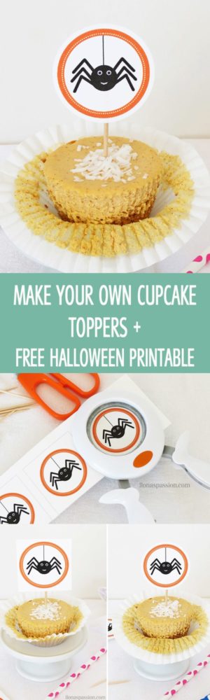 DIY: How to make your own cupcake toppers with step by step tutorial and spider free Halloween printable cupcake toppers by ilonaspassion.com I @ilonaspassion