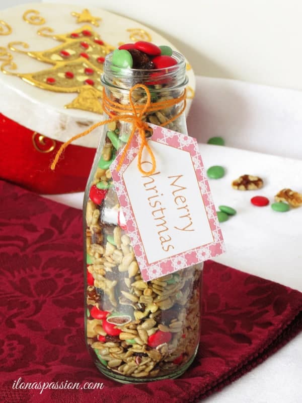 Gift Idea: Trail Mix Recipe + Free Printable Christmas Tags by ilonaspassion.com