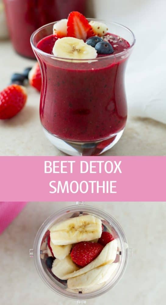 Healthy red beet detox smoothies recipe with 4 ingredients great for breakfast or snack by ilonaspassion.com I @ilonaspassion