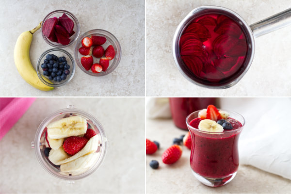 Step by step how to make beet detox smoothie with berries, banana and beetroot by ilonaspassion.com I @ilonaspassion