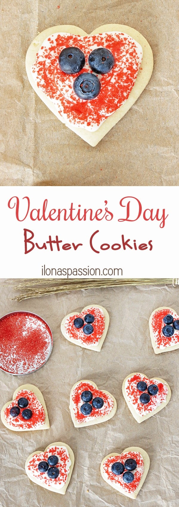 Valentine's Day Butter Cookies with cream cheese frosting as Gift Idea by ilonaspassion.com