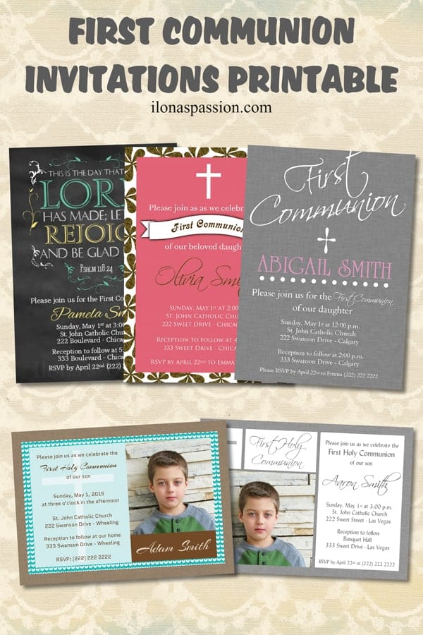 Beautiful Printable First Holy Communion Invitations for your next celebration by ilonaspassion.com I @ilonaspassion
