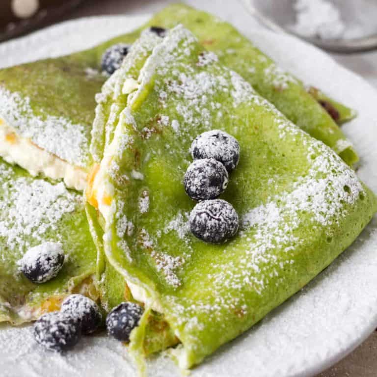 French Crepes with Mango, Spinach and Cheese