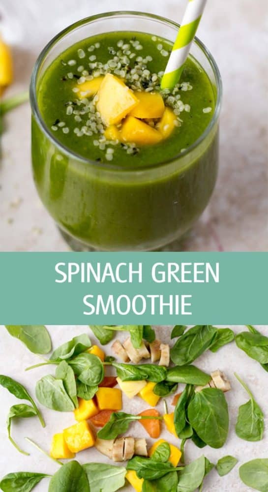 Healthy green smoothie with spinach and banana provides nutrients, hydration and vitamins. It is actually good to drink spinach smoothie by ilonaspassion.com I @ilonaspassion