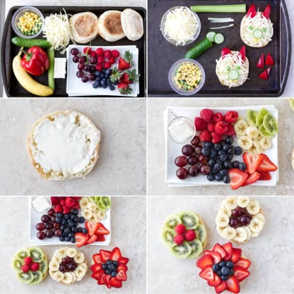 Step by step on how to make open faced afternoon tea sandwiches with fruits and veggies into rabbits and flowers by ilonaspassion.com I @ilonaspassion