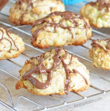 Sweet Zucchini Bites drizzled with Chocolate by ilonaspassion.com #zucchini #cookies #bites #zucchinibites