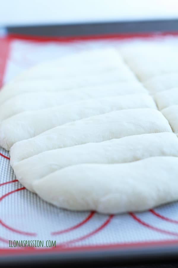 Fluffy dough cut into strips and ready to be baked by ilonaspassion.com I @ilonaspassion