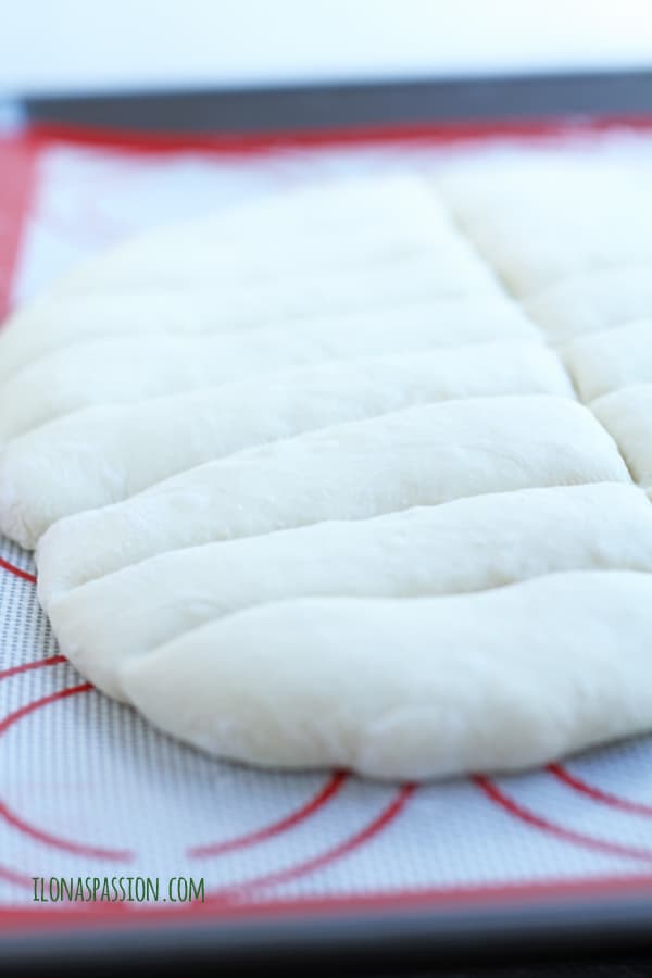 Uncooked homemade breadsticks.