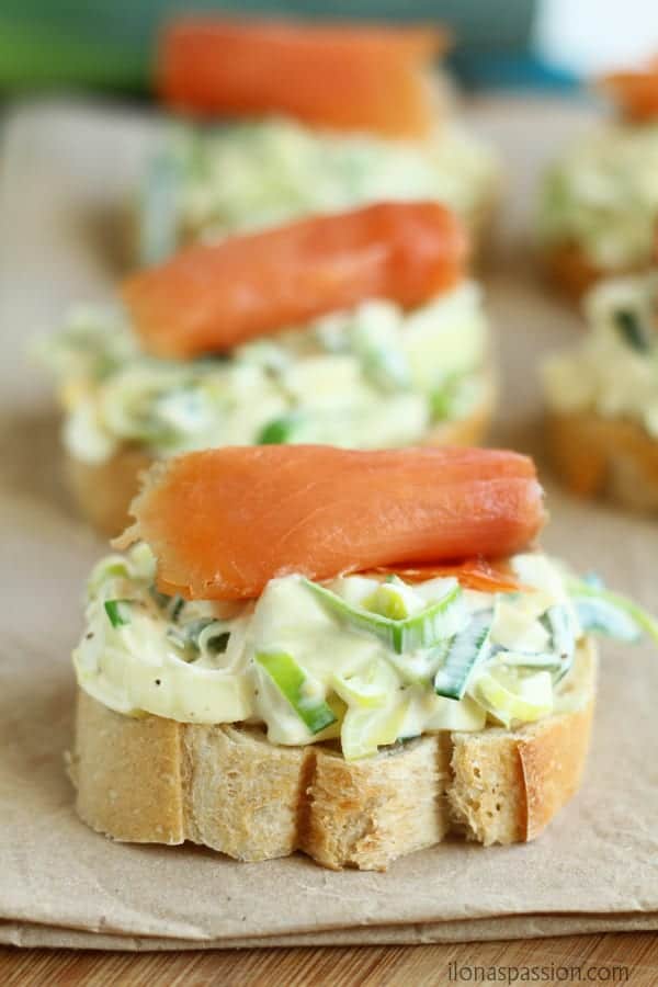 Leek Salad with Salmon on French Baguette
