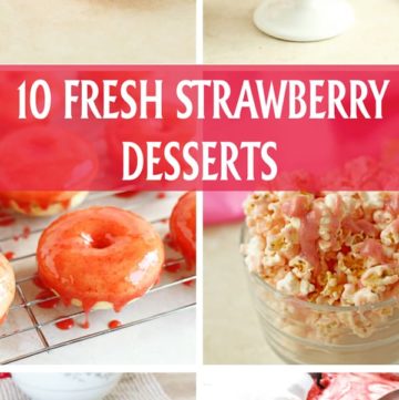 10 fresh strawberry desserts. Recipes for strawberry smoothie, ice cream cake, strawberry jam, donuts and cupcakes made with fresh seasonal strawberries! by ilonaspassion.com I @ilonaspassion