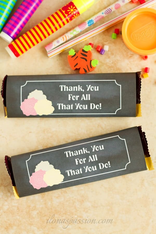 Free Back to School chocolate bar wrapper printable.