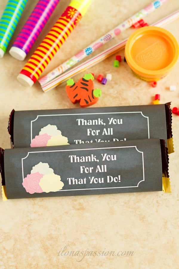 Printable candy bar wrapper in chalkboard and roses design.