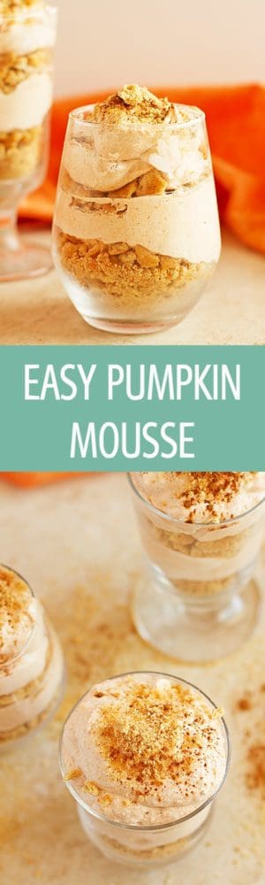 Easy Pumpkin Mousse - light and delicious pumpkin mousse recipe with graham crackers and yogurt. Great dessert for parties or any other time! by ilonaspassion.com I @ilonaspassion