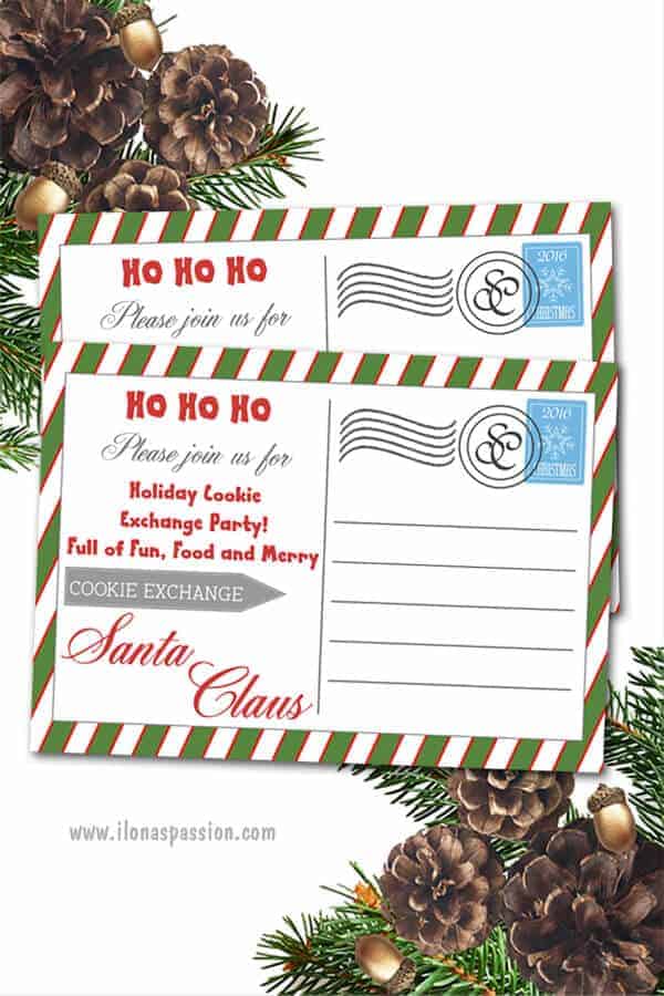 2 FREE printable cookie exchange invitations are great for Christmas or Holiday party gatherings! Download them and make your cookie exchange party perfect! by ilonaspassion.com