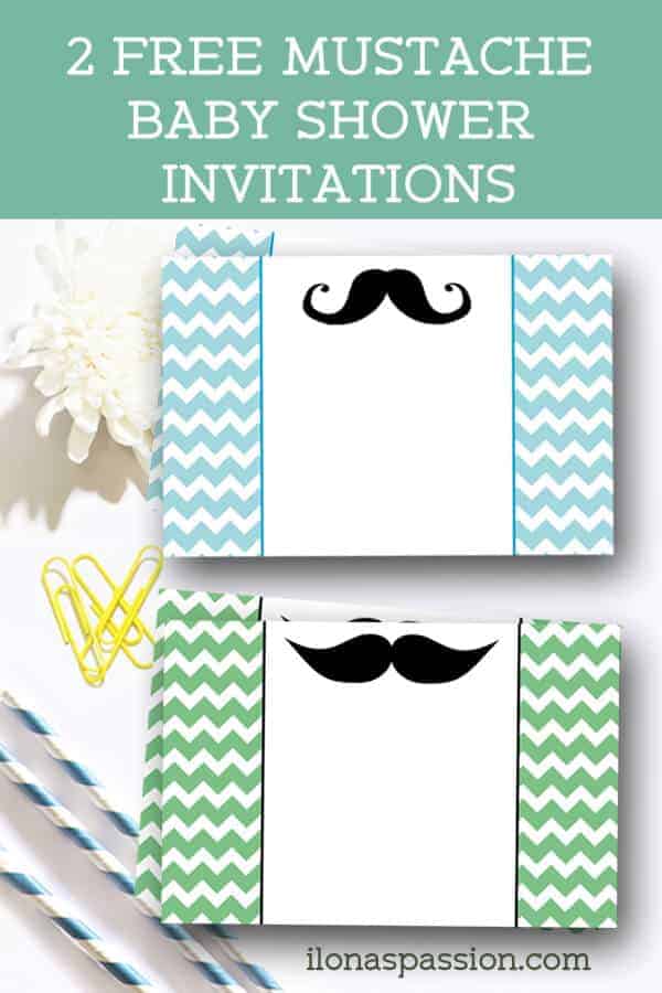 2 free mustache baby shower invitations are perfect for the party. They can be also used for little man birthday party. Two colors to choose from! by ilonaspassion.com