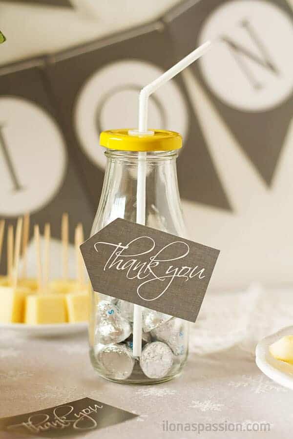 First Communion party favors printable saying "Thank You"