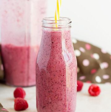 Vegan berry smoothie is healthy, nutritious and full of vitamins.