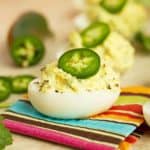 Eggs stuffed with jalepeno.