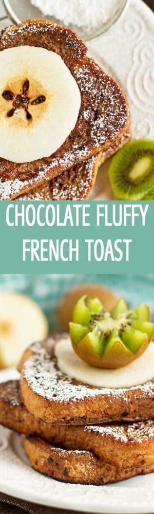 Chocolate Fluffy French Toast recipe made in only 10 minutes with 6 ingredients! Perfect for breakfast or brunch! Served with any fruits by ilonaspassion.com I @ilonaspassion
