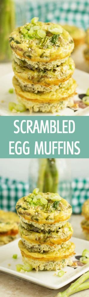 Scrambled egg muffins are made with leek, asparagus, mushrooms and parmesan cheese. Great party appetizer recipe or healthy brunch idea. by ilonaspassion,com I @ilonaspassion