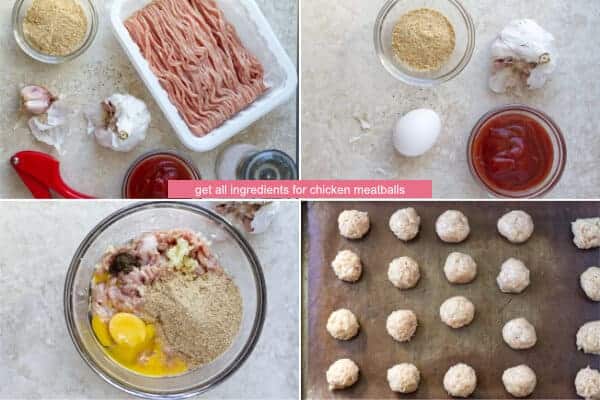 Step by step on how to make chicken meatballs with egg, breadcrumbs and spices by ilonaspassion.com I @ilonaspassion