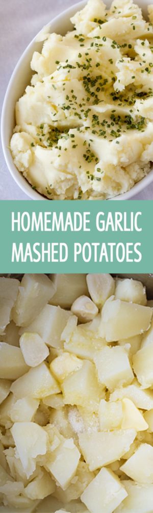 Homemade garlic mashed potatoes recipe made with few simple ingredients that you have in your kitchen. Creamy mashed potatoes perfect for a crowd by ilonaspassion.com I @ilonaspassion
