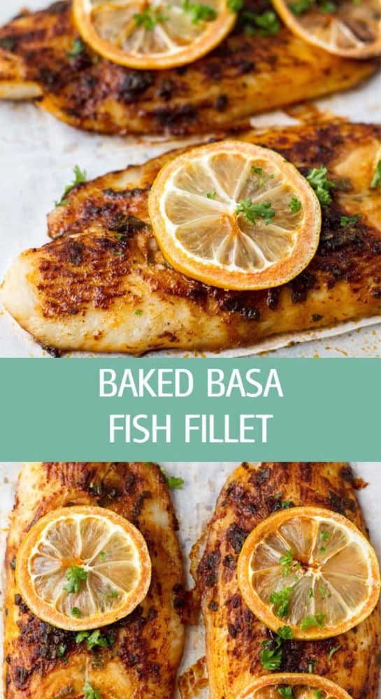 Baked basa fish fillet recipe with sweet paprika and basil is the perfect weeknight dinner. Easy and quick to make by ilonaspassion.com I @ilonaspassion