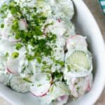 Quick cucumber salad topped with chive and freshly cut dill by ilonaspassion.com I @ilonaspassion #ad