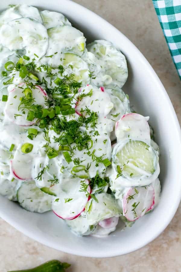 Creamy cucumber salad with dill perfect for luncheon by ilonaspassion.com I @ilonaspassion #ad