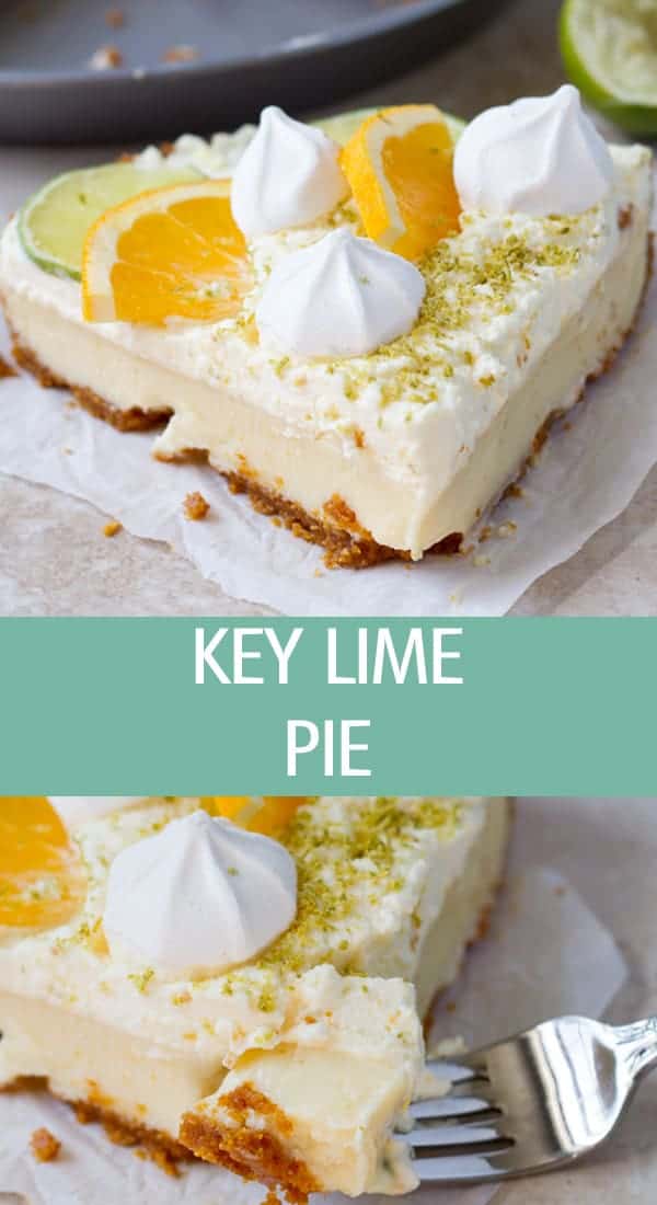 Two close up photos of the slices of lime pie.