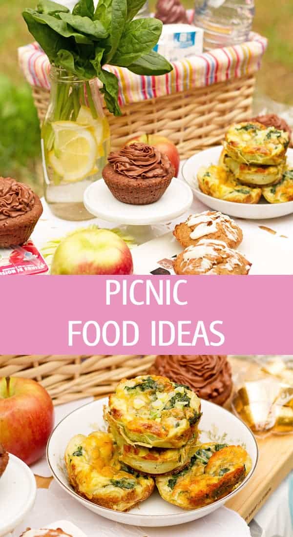 All recipes to make a picnic on the grass in the park with muffins, chocolate and fresh fruits.