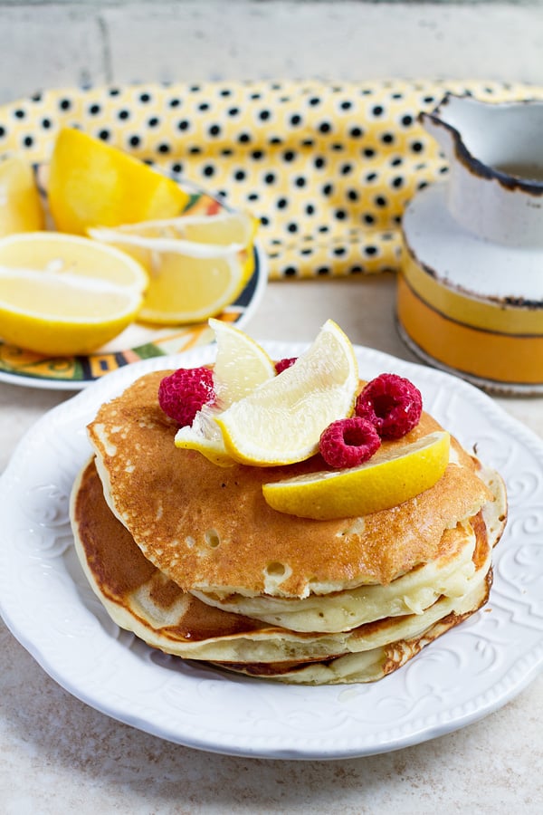 A stack of ricotta pancakes.