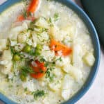 Vegetable soup with carrot, potatoes.