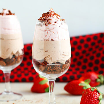Wine glass with cookies, and mousse.