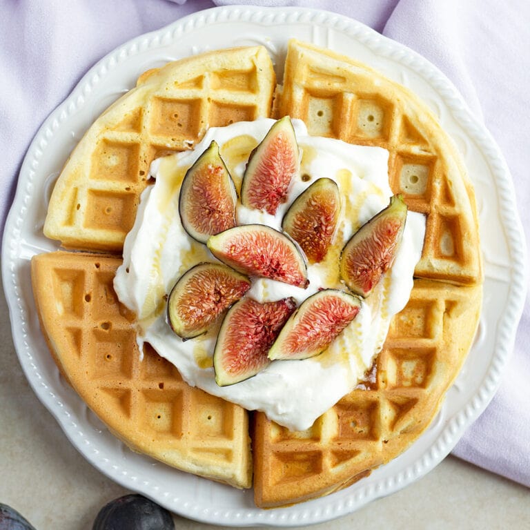 Belgian Waffles with Whipped Cream and Figs