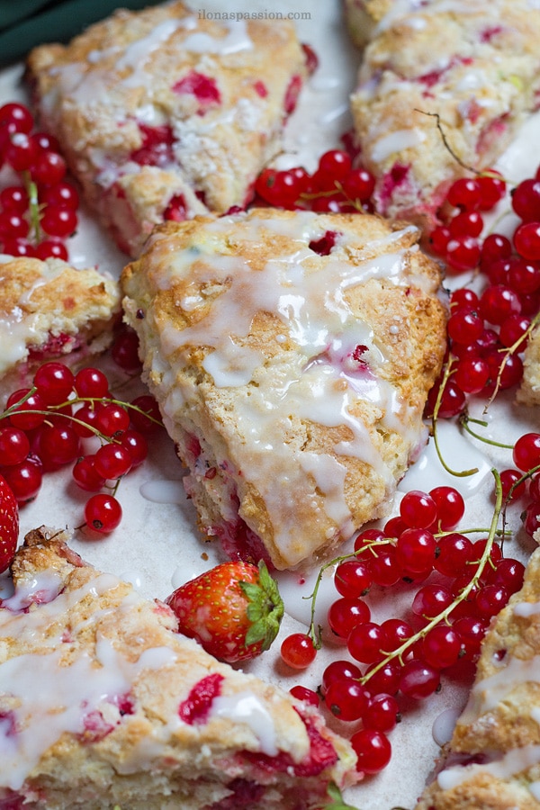 Red currant, strawberry and zucchini scones.