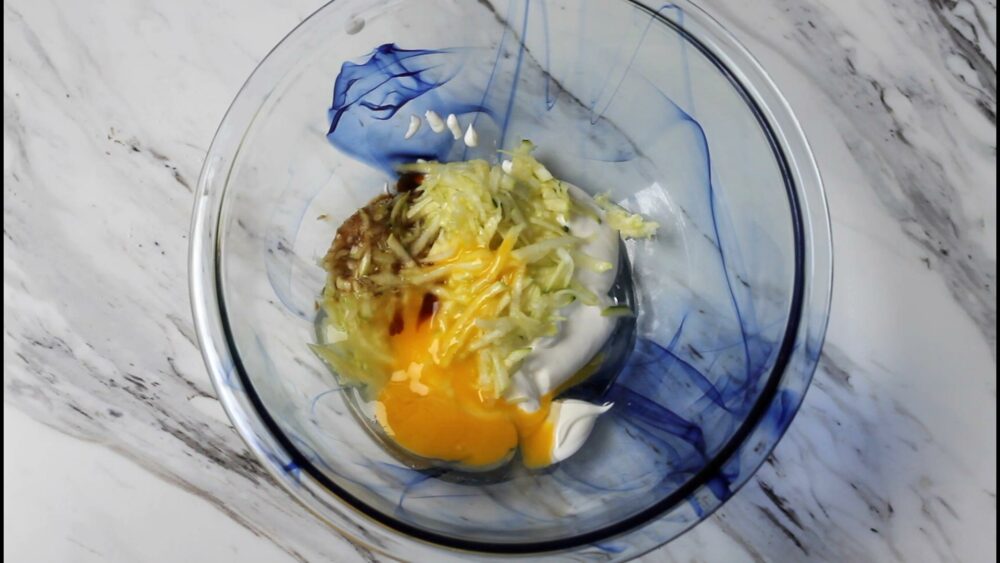 Egg, shredded zucchini, sour cream, vanilla extract.
