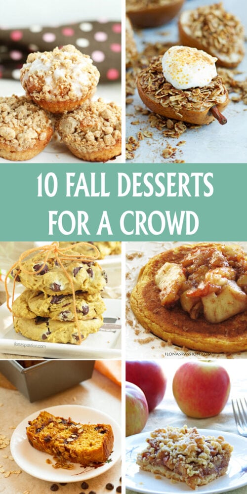 Fall desserts: Muffins, baked pear, pumpkin cookies, pumpkin pancakes, bread, apple cake.