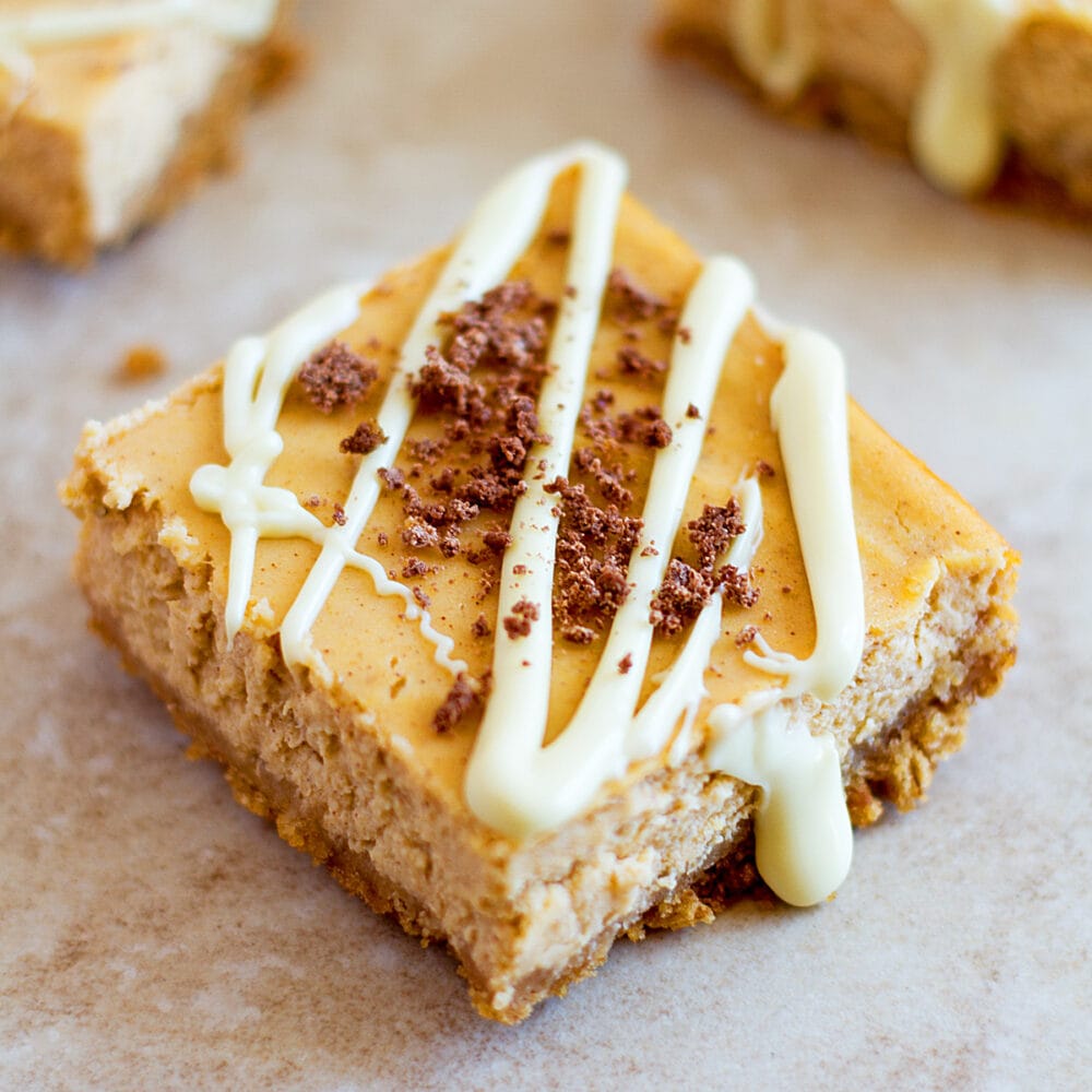 Cheesecake bars with pureed butternut squash.