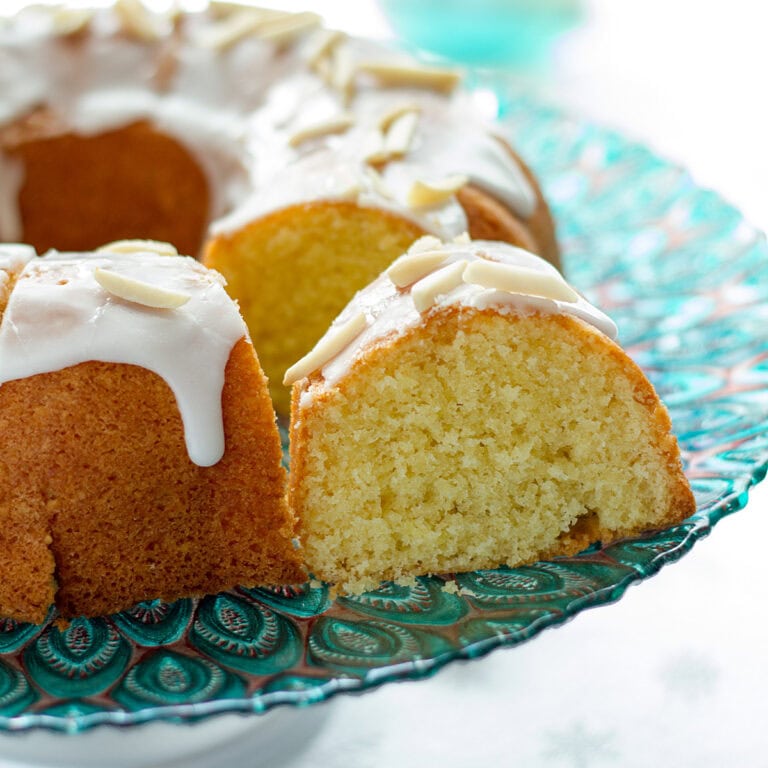 Glazed Almond Vanilla Bundt Cake